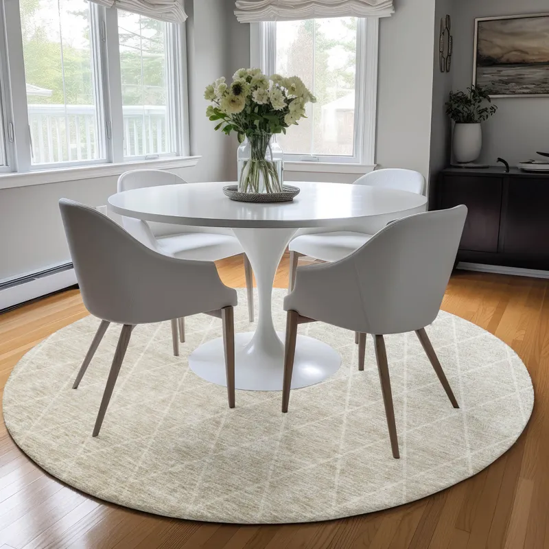 Luxury Washable Lazio Taupe 8\' x 8\' Round Rug