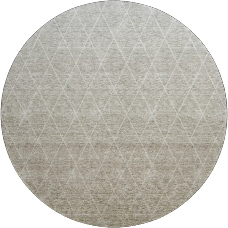 Luxury Washable Lazio Taupe 8\' x 8\' Round Rug
