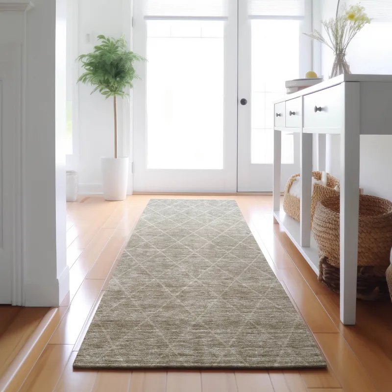 Luxury Washable Lazio Taupe 2\'3\" x 7\'6\" Runner Rug