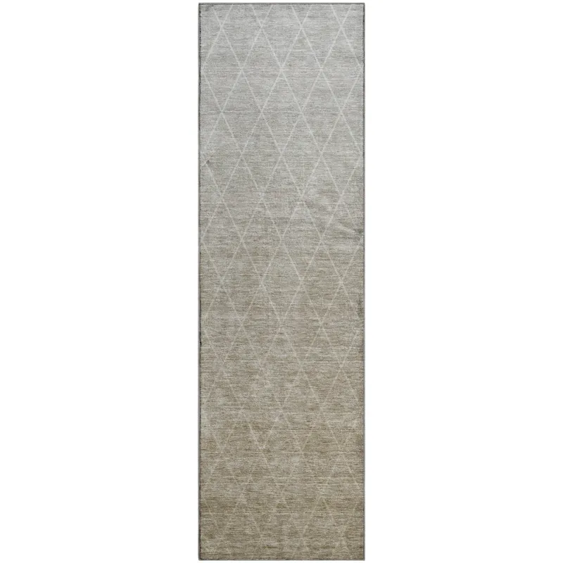 Luxury Washable Lazio Taupe 2\'3\" x 7\'6\" Runner Rug