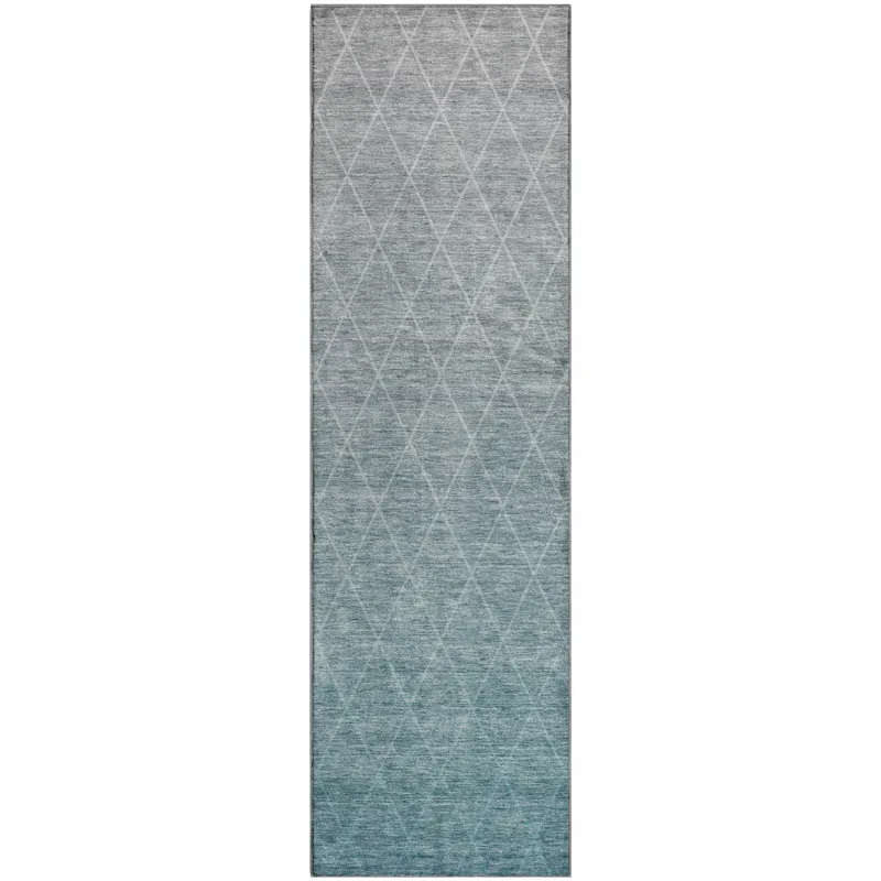 Luxury Washable Lazio Teal 2\'3\" x 7\'6\" Runner Rug