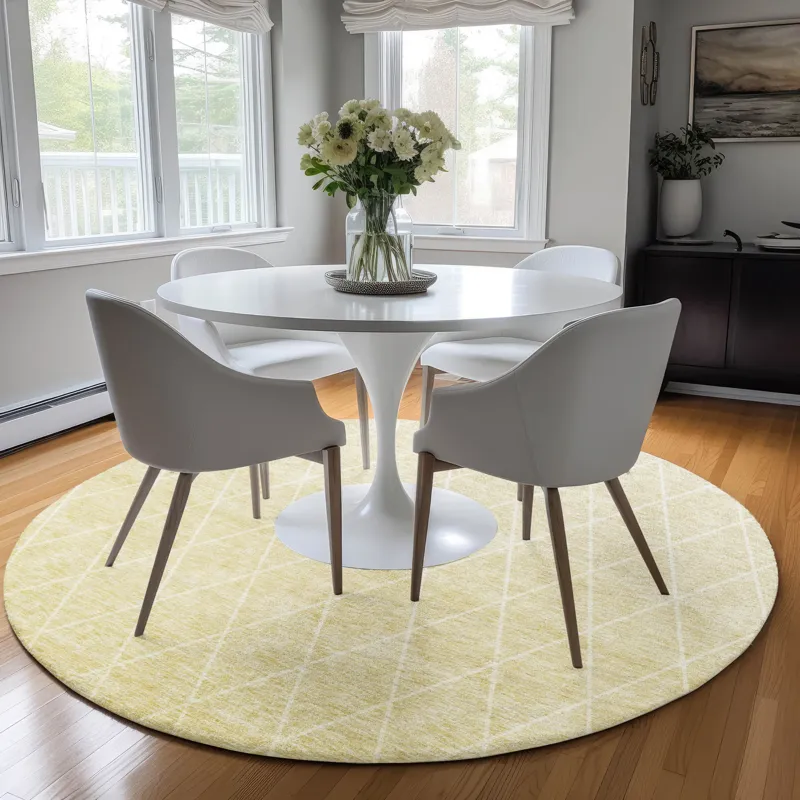 Luxury Washable Lazio Wheat 8\' x 8\' Round Rug