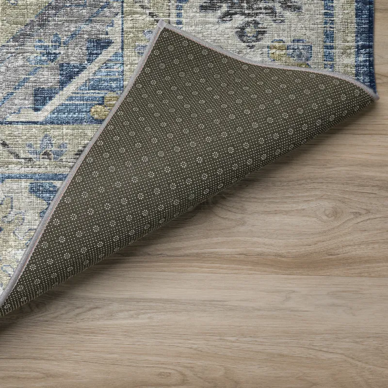 Indoor/Outdoor Marbella Indigo Washable 6\' x 6\' Round Rug