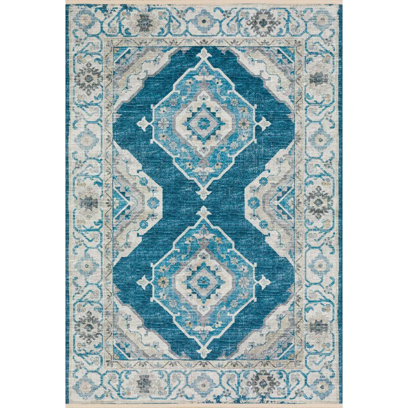 Indoor/Outdoor Marbella Indigo Washable 3\' x 5\' Rug
