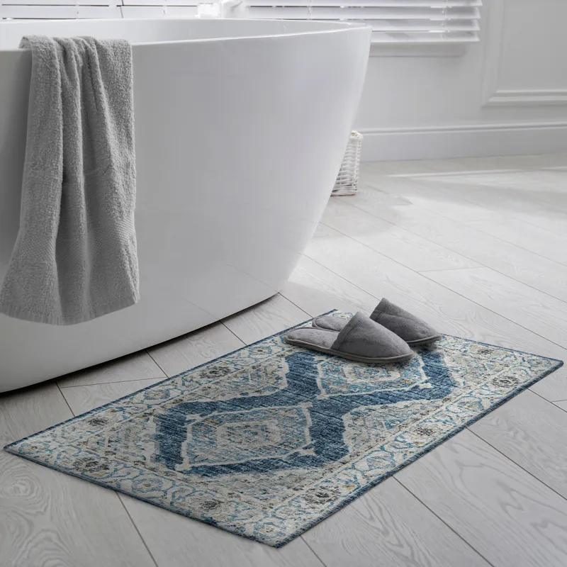 Indoor/Outdoor Marbella Indigo Washable 1\'8\" x 2\'6\" Rug