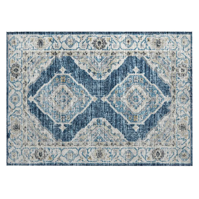 Indoor/Outdoor Marbella Indigo Washable 1\'8\" x 2\'6\" Rug