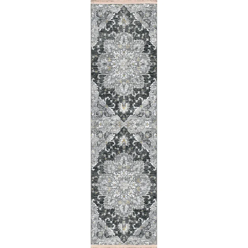 Indoor/Outdoor Marbella Midnight Washable 2\'3\" x 12\' Runner Rug