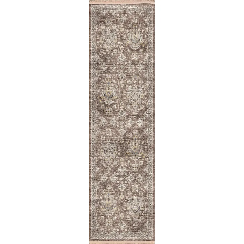 Indoor/Outdoor Marbella Mocha Washable 2\'3\" x 7\'6\" Runner Rug