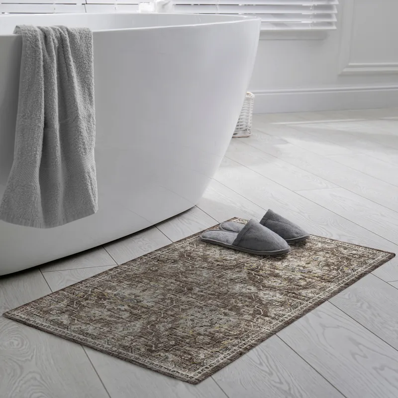 Indoor/Outdoor Marbella Mocha Washable 1\'8\" x 2\'6\" Rug