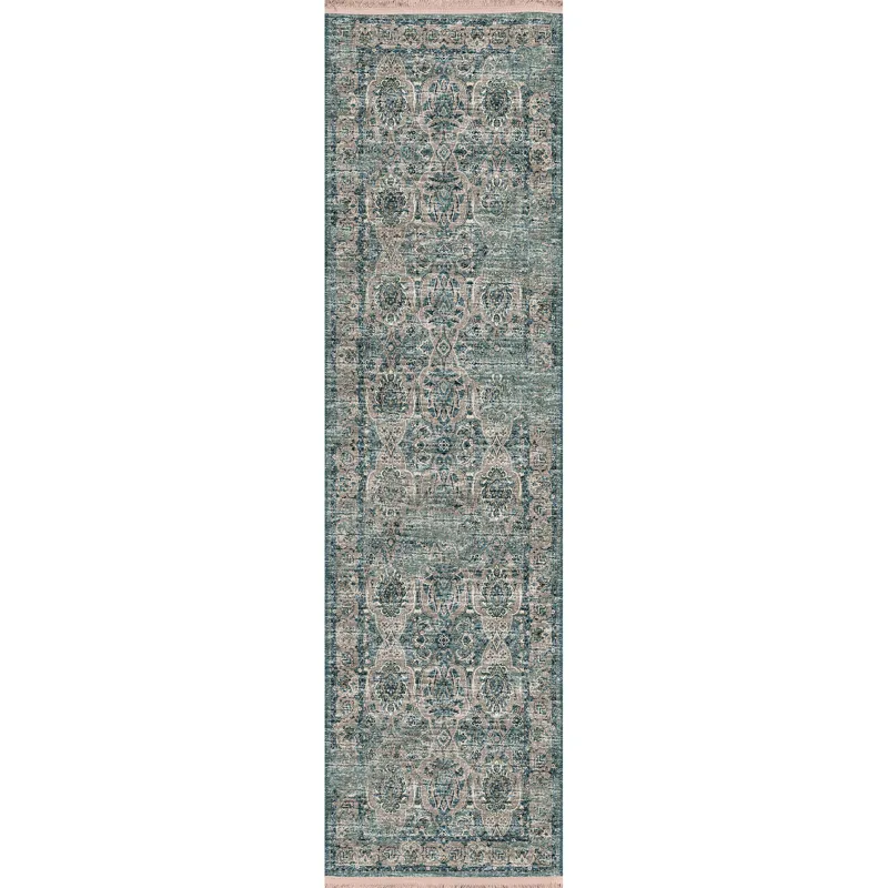 Indoor/Outdoor Marbella Mineral Blue Washable 2\'3\" x 12\' Runner Rug