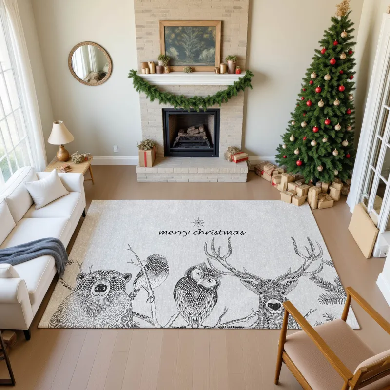 Luxury Washable Indoor/Outdoor Merry & Bright Flannel 2\'6\" x 3\'10\" Rug