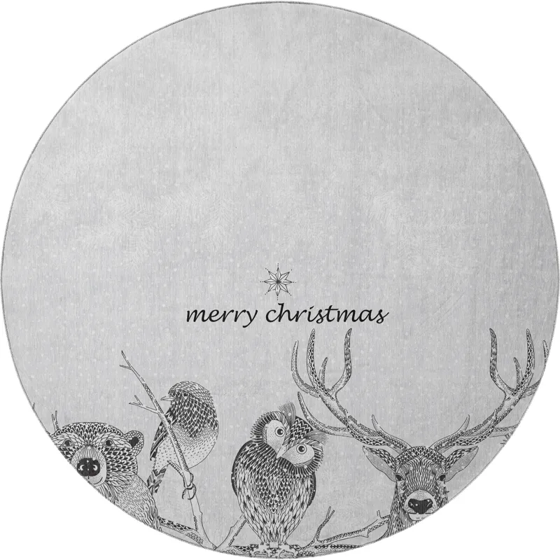 Luxury Washable Indoor/Outdoor Merry & Bright Flannel 8\' x 8\' Round Rug