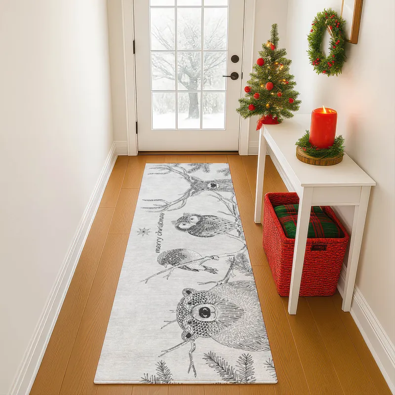 Luxury Washable Indoor/Outdoor Merry & Bright Flannel 2\'3\" x 7\'6\" Runner Rug
