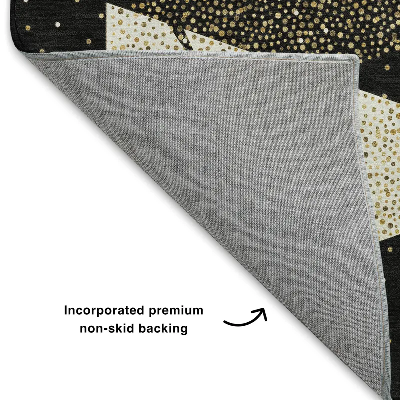 Luxury Washable Indoor/Outdoor Merry & Bright Black 10\' x 14\' Rug