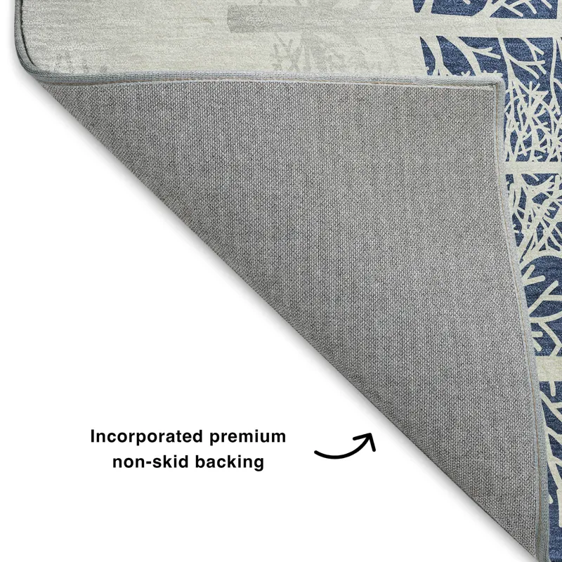 Luxury Washable Indoor/Outdoor Merry & Bright Navy 2\'6\" x 3\'10\" Rug