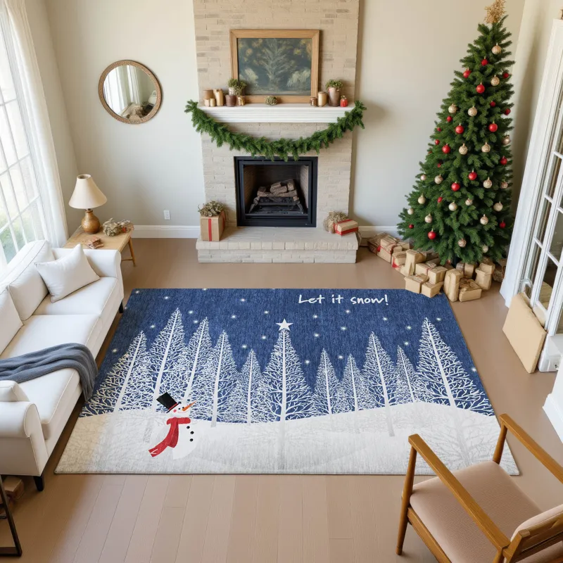 Luxury Washable Indoor/Outdoor Merry & Bright Navy 2\'6\" x 3\'10\" Rug