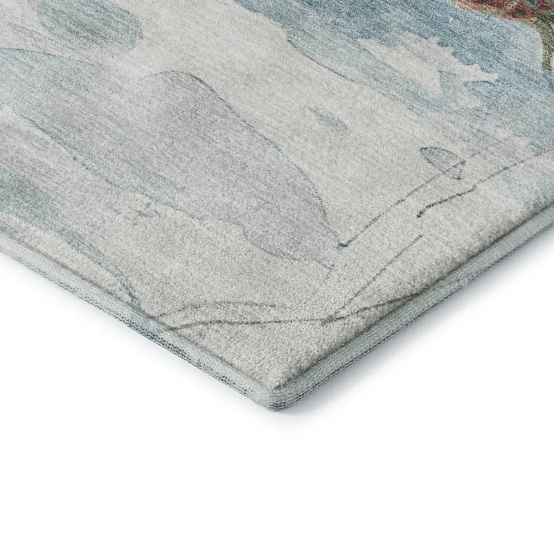 Luxury Washable Indoor/Outdoor Merry & Bright Blue 2\'6\" x 3\'10\" Rug