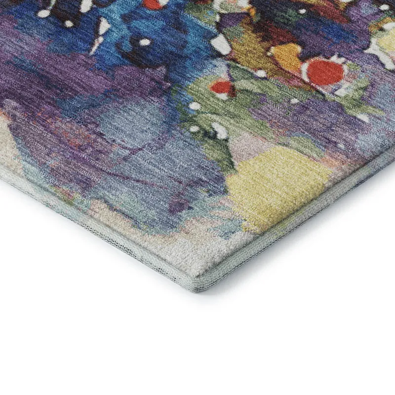 Luxury Washable Indoor/Outdoor Merry & Bright Navy 1\'8\" x 2\'6\" Rug