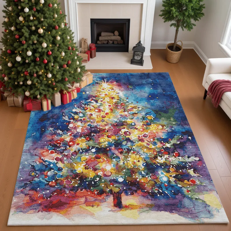 Luxury Washable Indoor/Outdoor Merry & Bright Navy 2\'6\" x 3\'10\" Rug