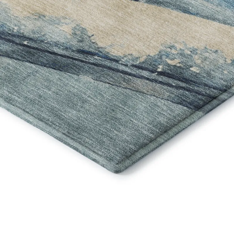 Luxury Washable Indoor/Outdoor Merry & Bright Blue 9\' x 12\' Rug