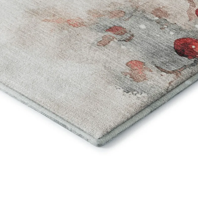 Luxury Washable Indoor/Outdoor Merry & Bright Ivory 1\'8\" x 2\'6\" Rug