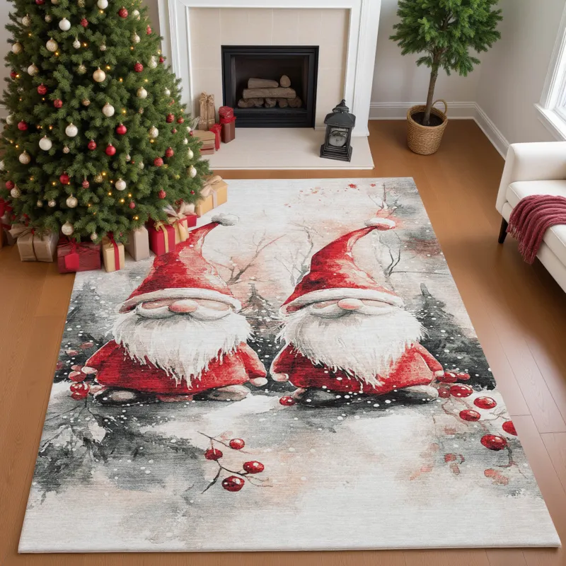 Luxury Washable Indoor/Outdoor Merry & Bright Ivory 9\' x 12\' Rug