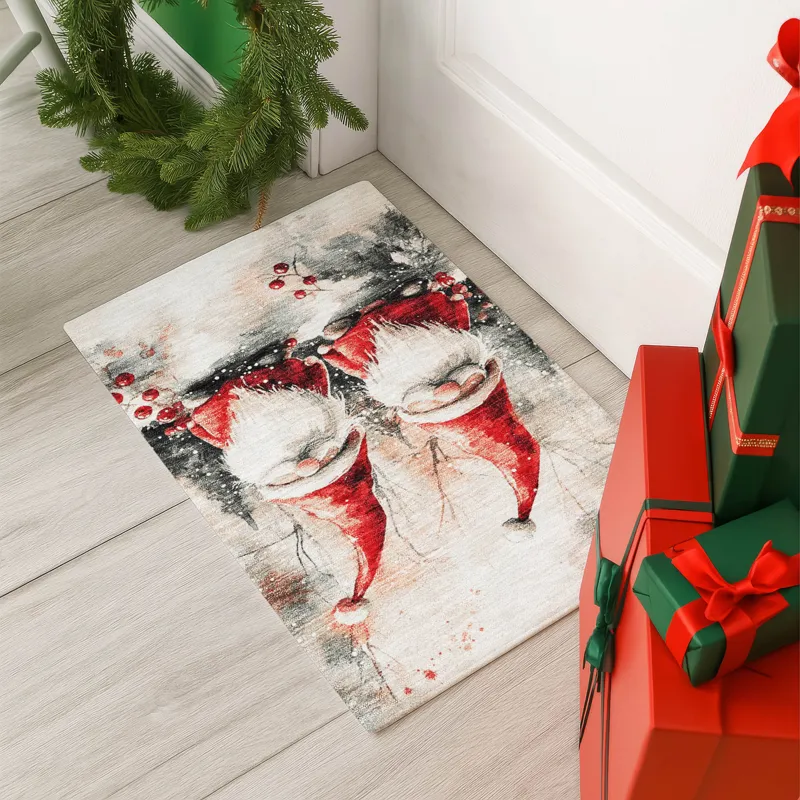 Luxury Washable Indoor/Outdoor Merry & Bright Ivory 1\'8\" x 2\'6\" Rug
