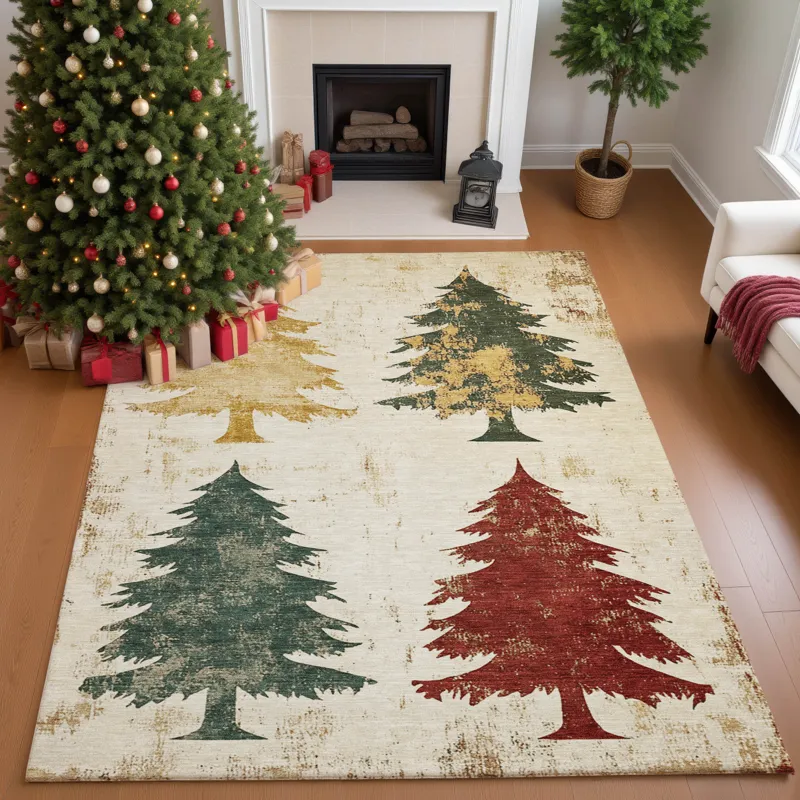Luxury Washable Indoor/Outdoor Merry & Bright Ivory 8\' x 10\' Rug