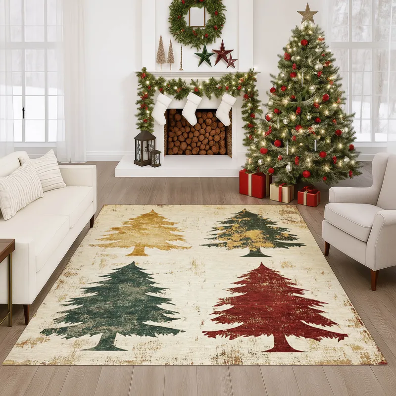 Luxury Washable Indoor/Outdoor Merry & Bright Ivory 8\' x 10\' Rug