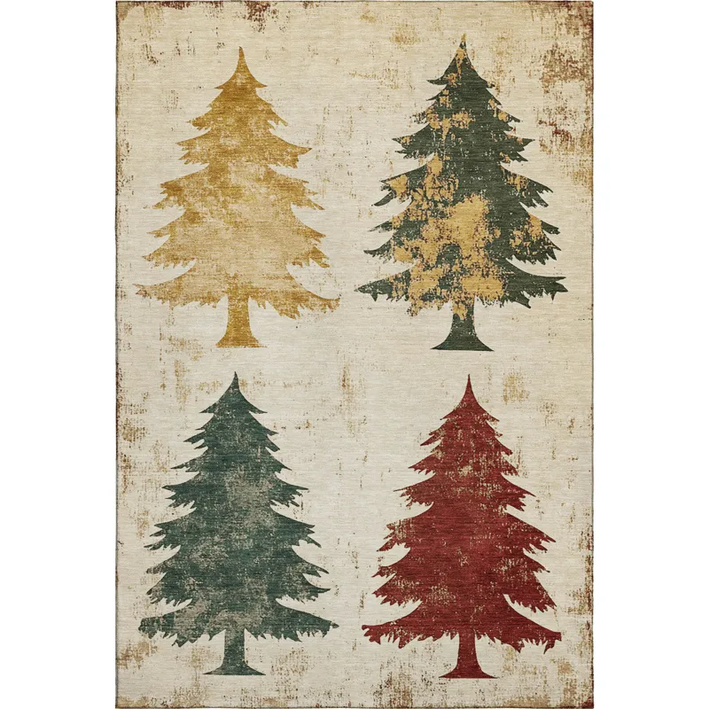 Luxury Washable Indoor/Outdoor Merry & Bright Ivory 8\' x 10\' Rug