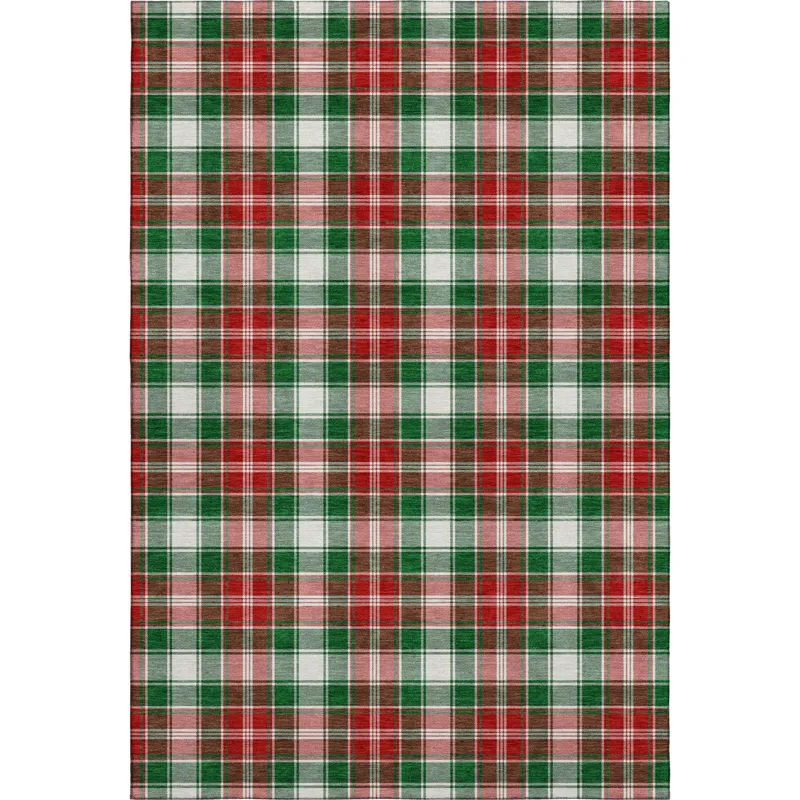Luxury Washable Indoor/Outdoor Merry & Bright Emerald 5\' x 7\'6\" Rug