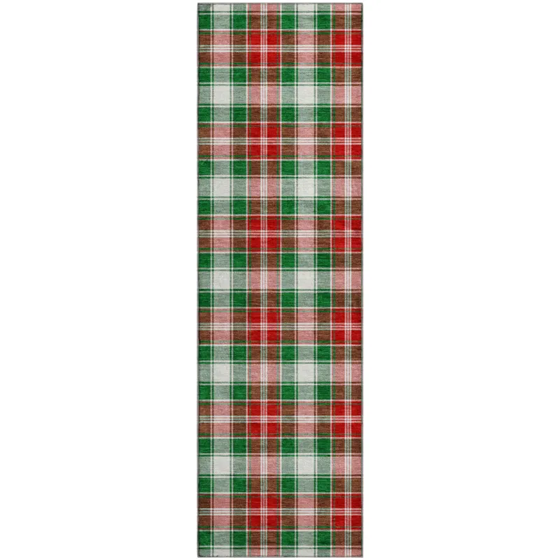 Luxury Washable Indoor/Outdoor Merry & Bright Emerald 2\'3\" x 7\'6\" Runner Rug