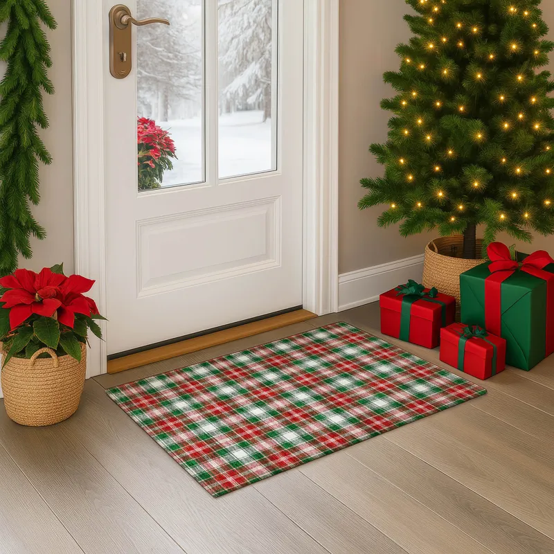 Luxury Washable Indoor/Outdoor Merry & Bright Emerald 1\'8\" x 2\'6\" Rug
