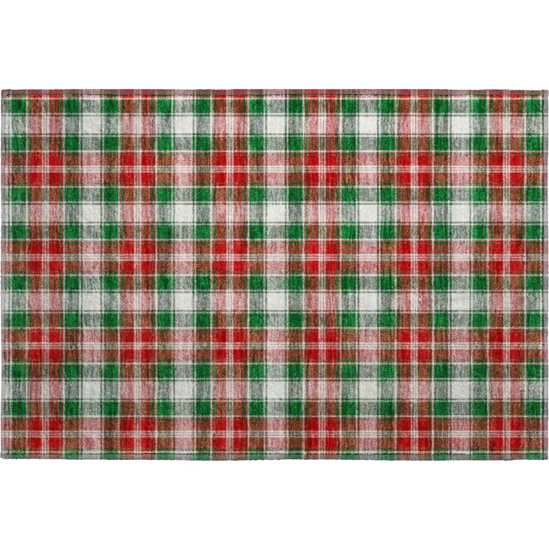 Luxury Washable Indoor/Outdoor Merry & Bright Emerald 1\'8\" x 2\'6\" Rug