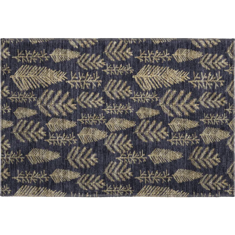 Luxury Washable Indoor/Outdoor Merry & Bright Black 1\'8\" x 2\'6\" Rug