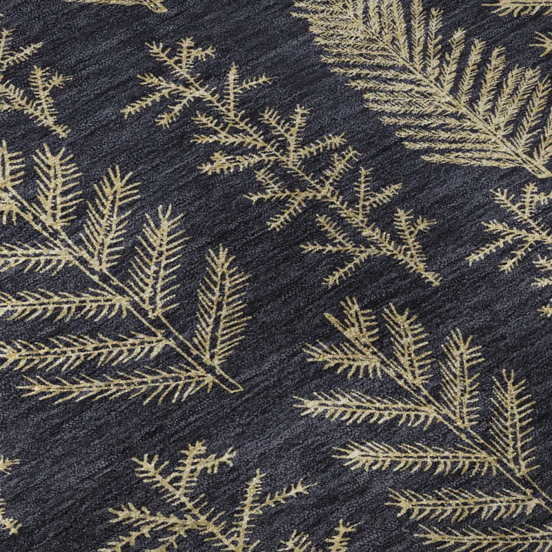 Luxury Washable Indoor/Outdoor Merry & Bright Black 8\' x 10\' Rug