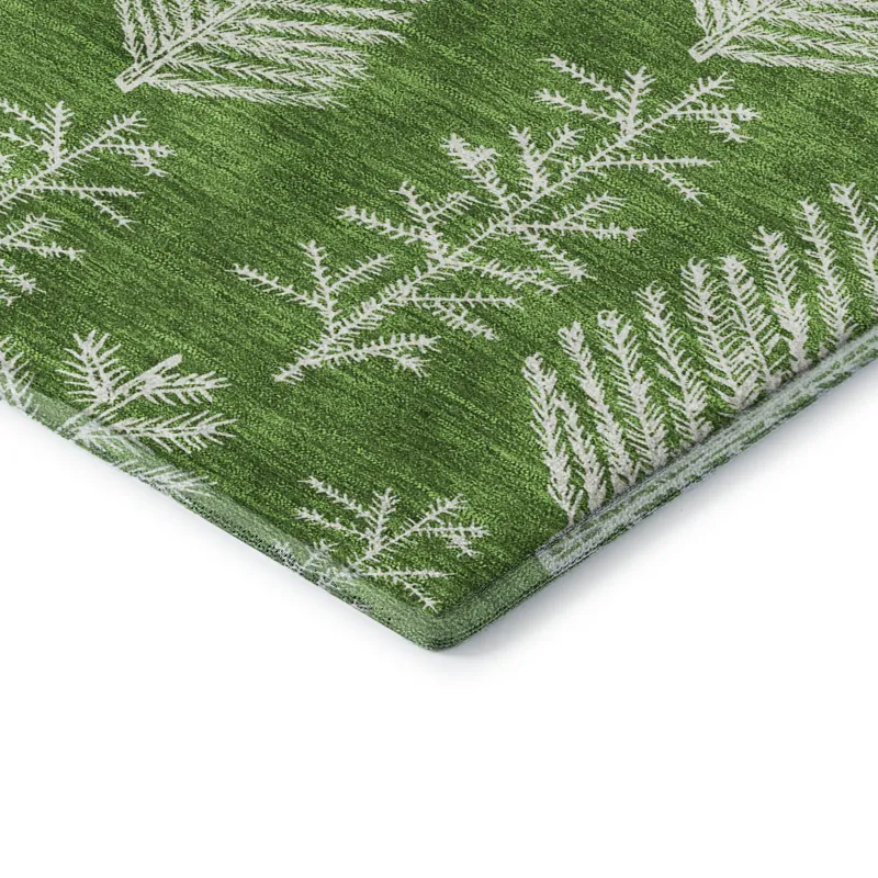 Luxury Washable Indoor/Outdoor Merry & Bright Green 9\' x 12\' Rug