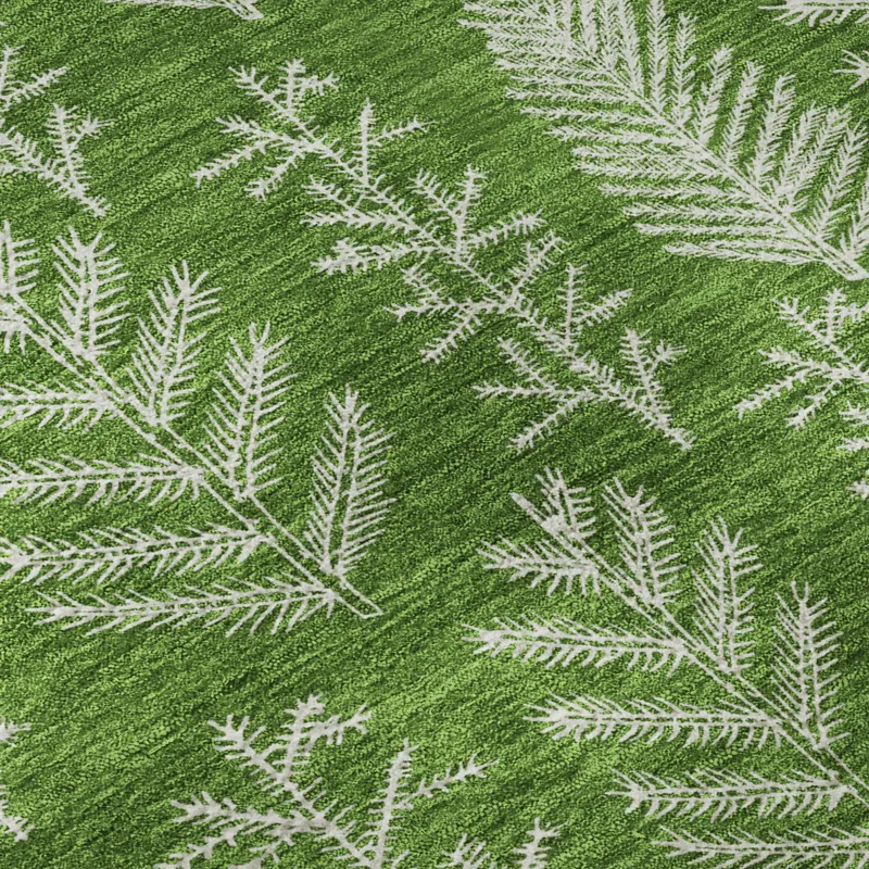 Luxury Washable Indoor/Outdoor Merry & Bright Green 9\' x 12\' Rug