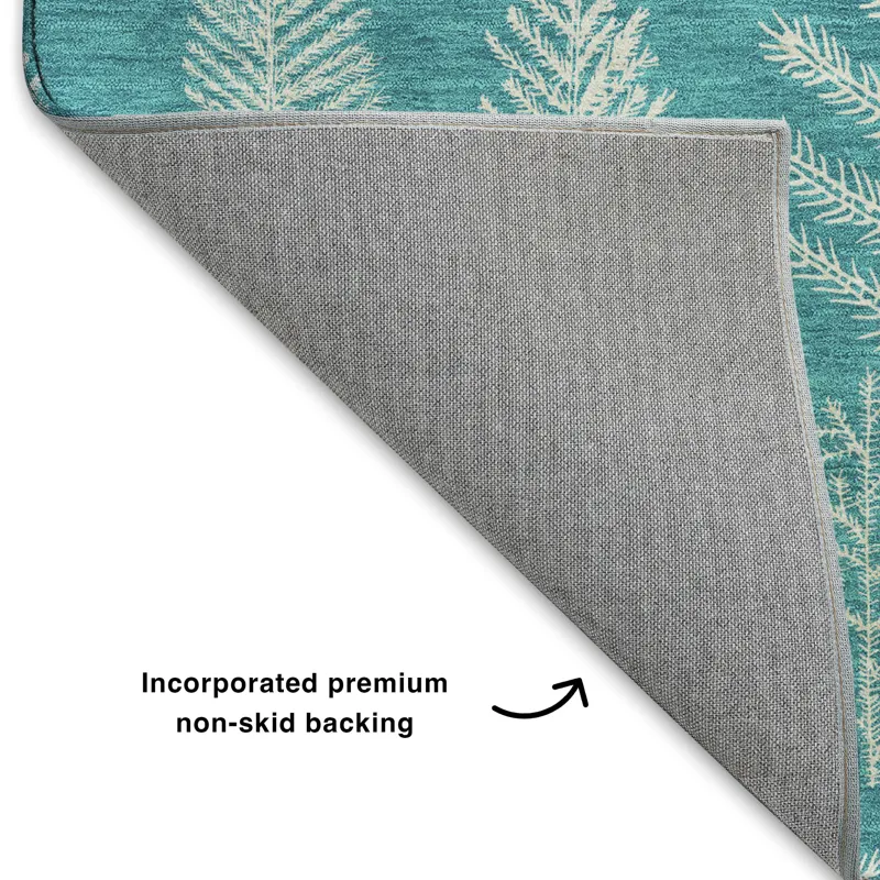Luxury Washable Indoor/Outdoor Merry & Bright Teal 2\'6\" x 3\'10\" Rug
