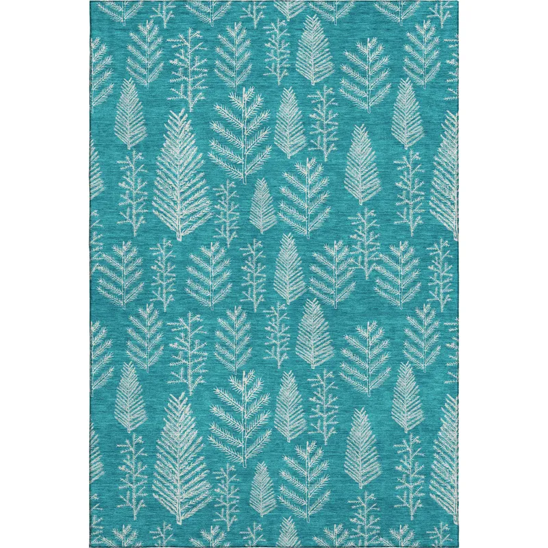 Luxury Washable Indoor/Outdoor Merry & Bright Teal 2\'6\" x 3\'10\" Rug