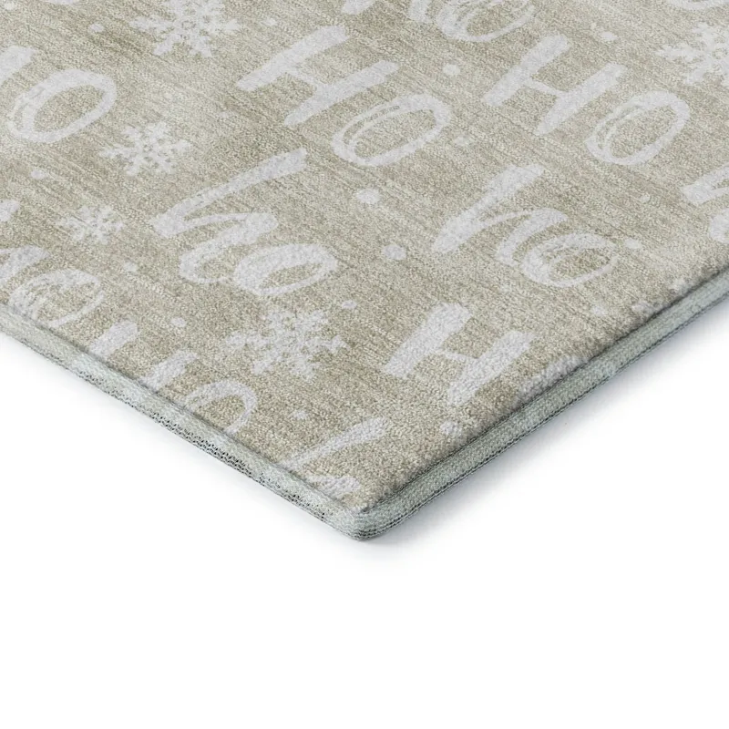 Luxury Washable Indoor/Outdoor Merry & Bright Beige 9\' x 12\' Rug