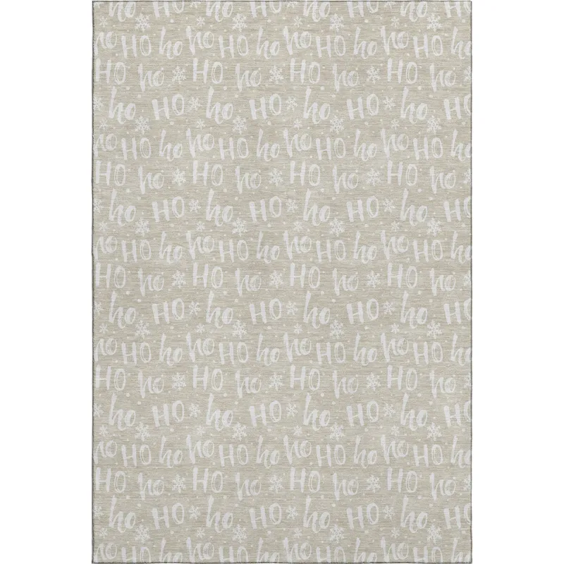 Luxury Washable Indoor/Outdoor Merry & Bright Beige 9\' x 12\' Rug