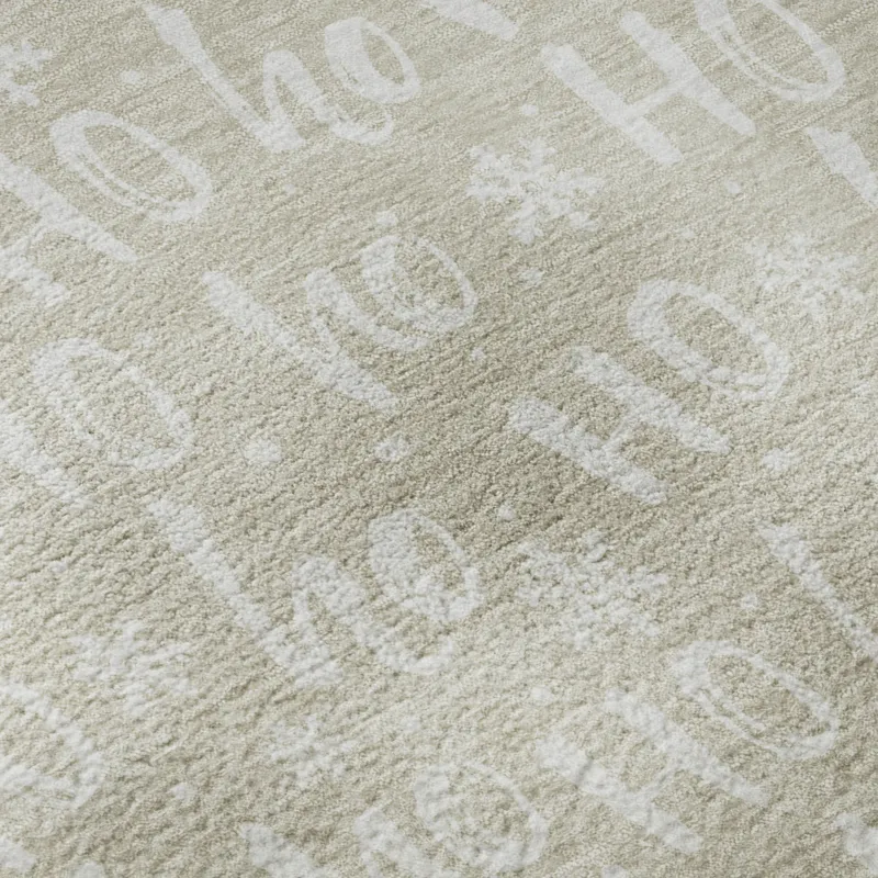 Luxury Washable Indoor/Outdoor Merry & Bright Beige 9\' x 12\' Rug