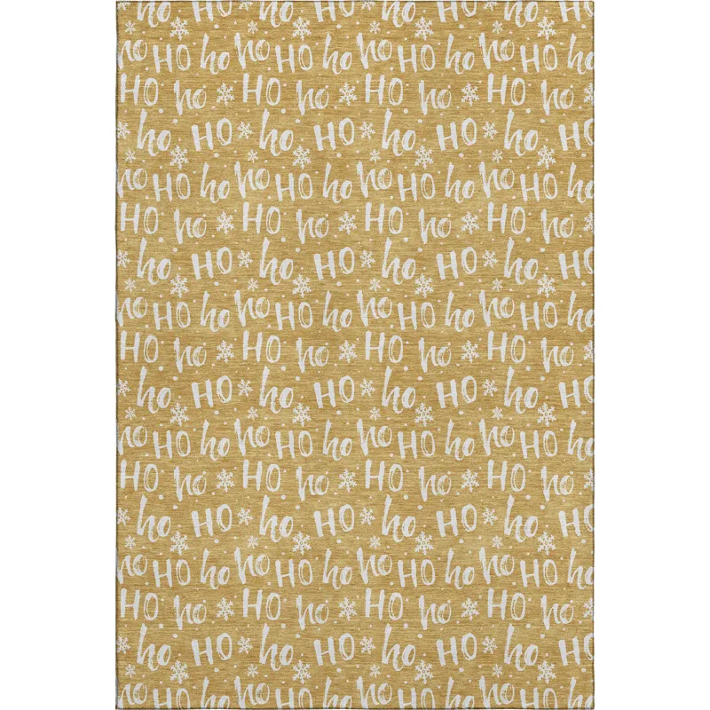 Luxury Washable Indoor/Outdoor Merry & Bright Gold 9\' x 12\' Rug