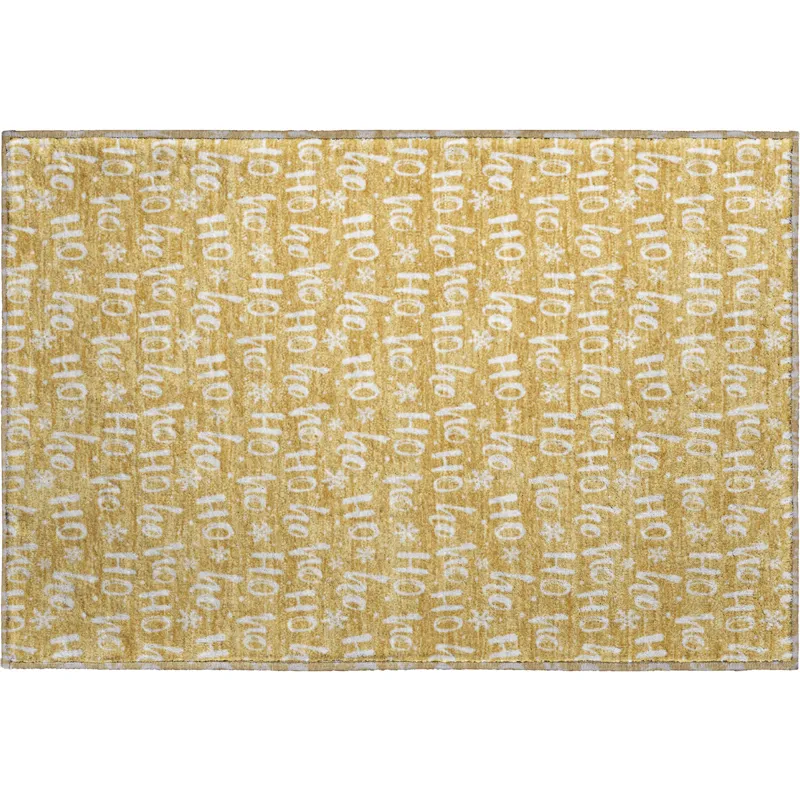 Luxury Washable Indoor/Outdoor Merry & Bright Gold 1\'8\" x 2\'6\" Rug