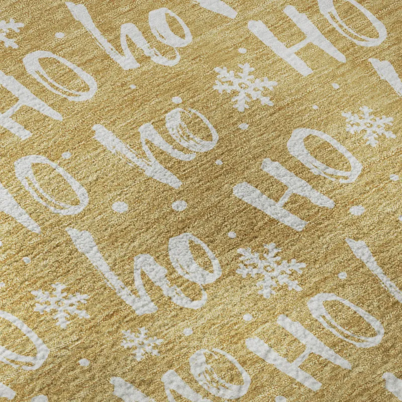 Luxury Washable Indoor/Outdoor Merry & Bright Gold 9\' x 12\' Rug