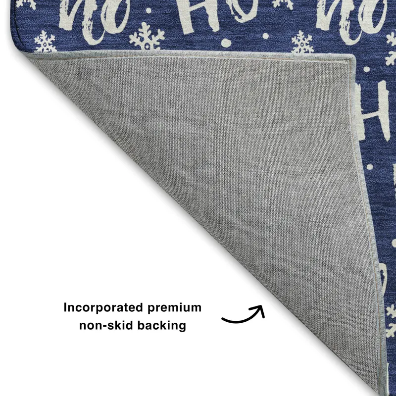 Luxury Washable Indoor/Outdoor Merry & Bright Navy 5\' x 7\'6\" Rug