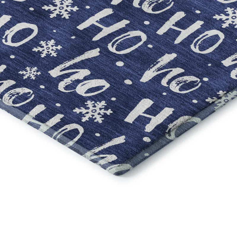 Luxury Washable Indoor/Outdoor Merry & Bright Navy 5\' x 7\'6\" Rug