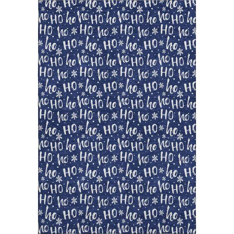 Luxury Washable Indoor/Outdoor Merry & Bright Navy 5\' x 7\'6\" Rug