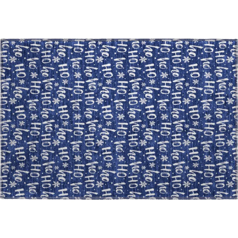 Luxury Washable Indoor/Outdoor Merry & Bright Navy 1\'8\" x 2\'6\" Rug